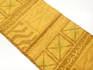 手織り紬横段に抽象模様織出し名古屋帯